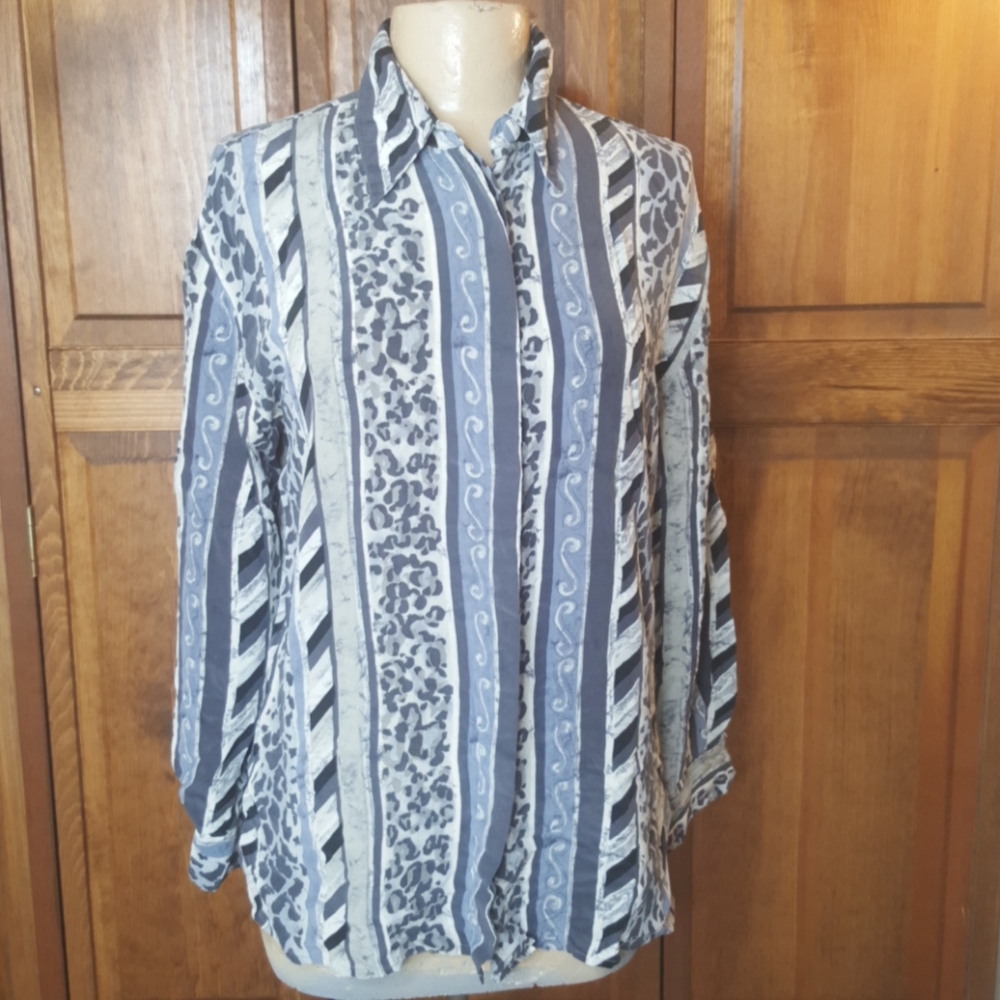 Vintage 'Tess' 100% Silk Blouse. Sz M